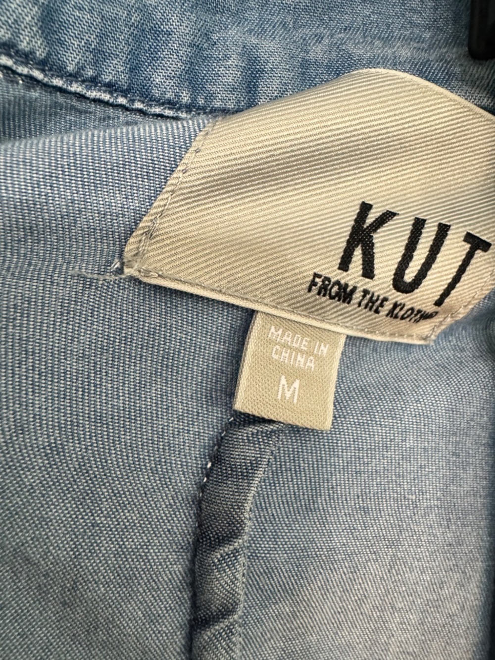 KUT from the Kloth Light Wash Chambray Draped Open Utility Jacket Medium - Picture 5 of 8
